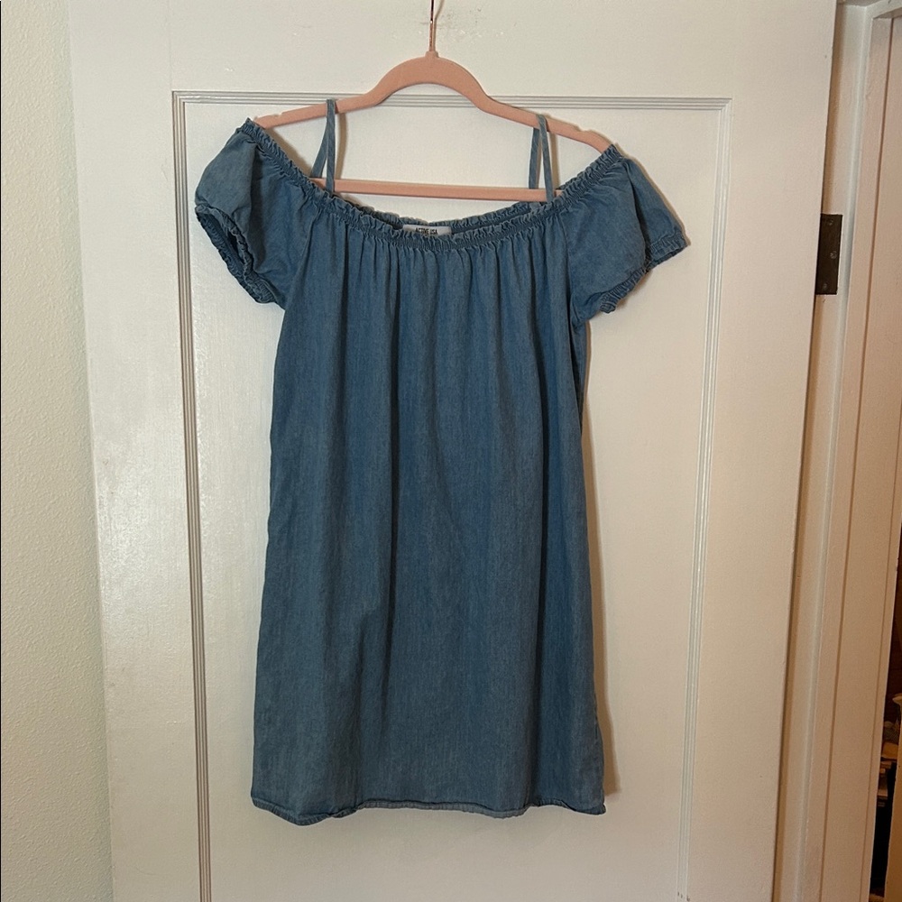 Active USA Blue Off-Shoulder Mini Dress